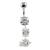 Sterling Silver Three Cascading Solitaires Belly Bar - view 1