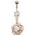 Rose Gold-Plated Nested Solitaire Jewel Belly Bar - view 1