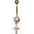 9ct Gold Crucifix Dropper Belly Bar - view 1