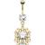 Gold-Plated Dangly Jewelled Belly Bar - view 1