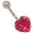 Sterling Silver Heart Belly Bar - view 2