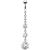 Long 4 Jewel Dangly Belly Bar - view 2
