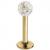 1.6mm Gauge PVD Gold on Steel Labret with Smooth Glitter Ball - view 1