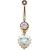 9ct Gold Opal Heart Belly Bar - view 1