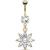 Gold-Plated Jewelled Flower with Pearl Belly Bar - view 1