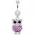 Jewelled Owl on Titanium Pearl Belly Bar - view 4