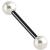 1.6mm Gauge PVD Black on Titanium Pearl Balls Barbell - view 1