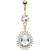 Gold-Plated Ornate Jewelled Teardrop Belly Bar - view 1